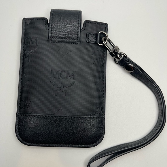 MCM Studded Leather Phone/Card Pouch - Black - Preowned - Picture 2 of 7